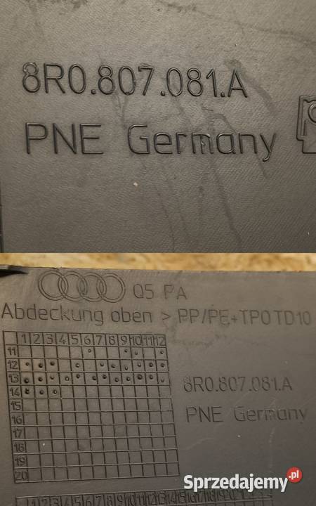 AUDI Q5 SQ5 8R OSŁONA GÓRNA PASA PRZEDNIEGO Pasy przednie i tylne wielkopolskie Pleszew