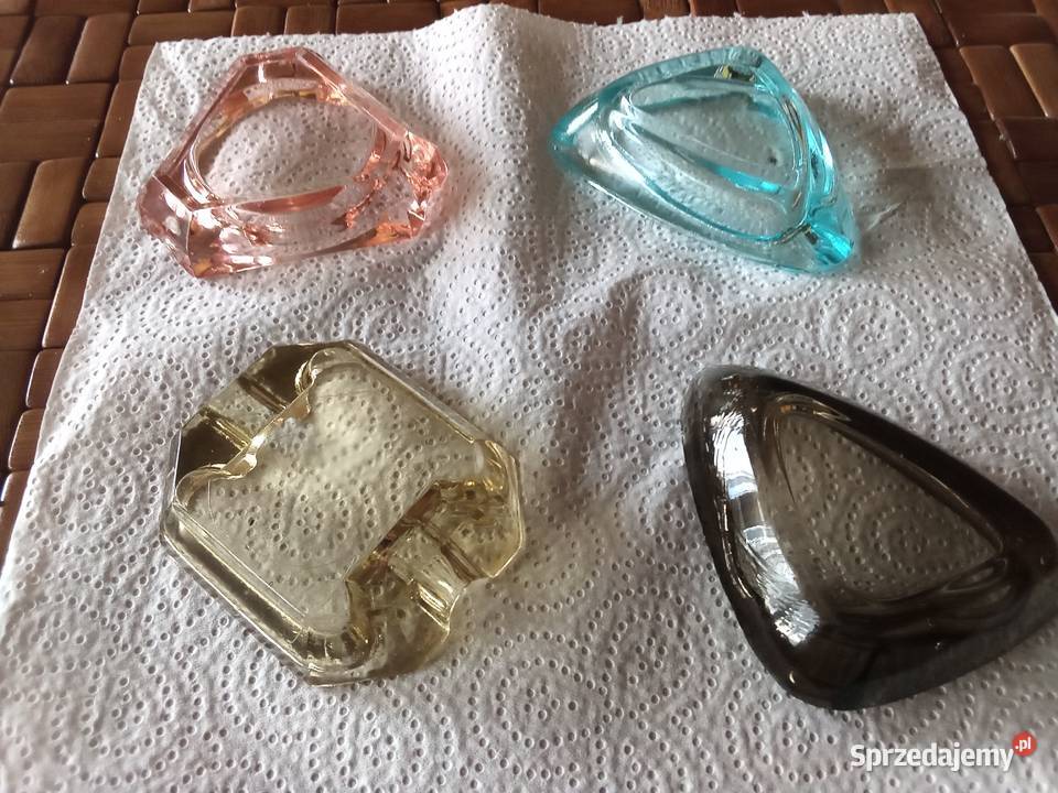 Prl popielniczki kolor szkło 4 art deco Łódź