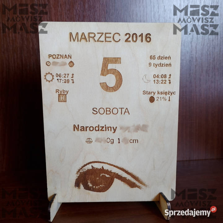 Karta z kalendarza Urodziny Witaj na świecie