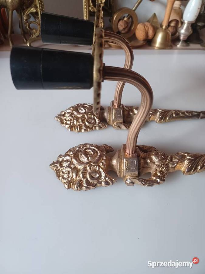 Piękne masywne mosiężne kinkiety wielkopolskie Poznań