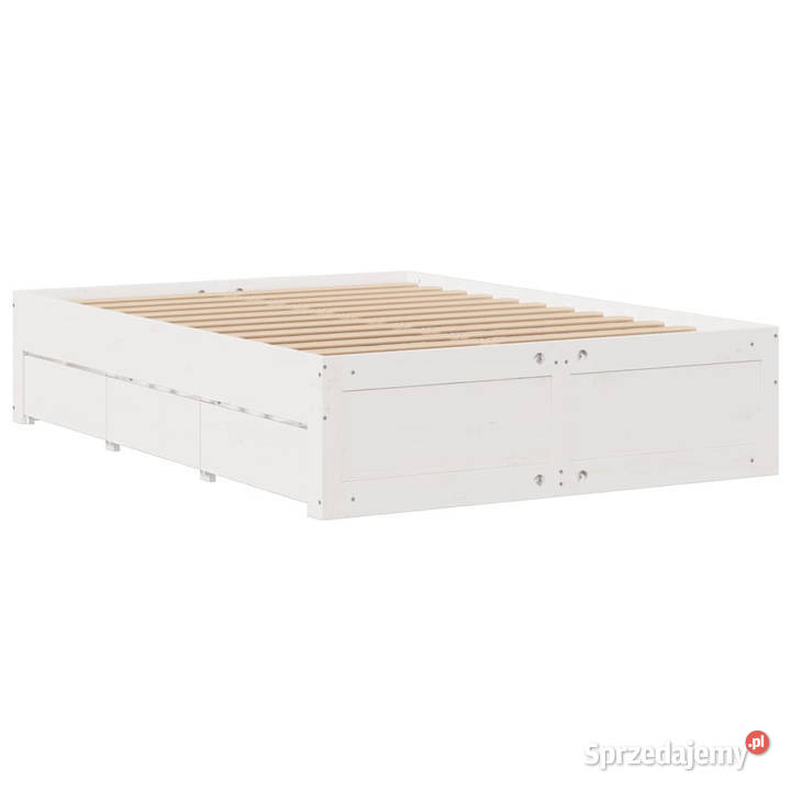 Łóżko z regałem bez materaca białe sosnowe 226cm