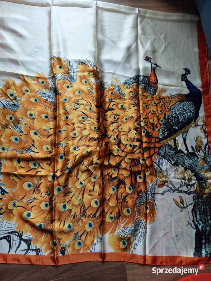 Duży nowy szal wiskoza i jedwab paw dolnośląskie Wrocław