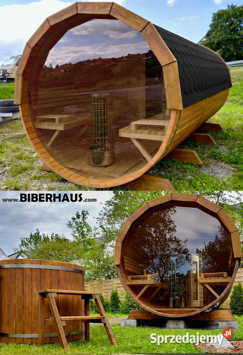 SAUNA Ogrodowa 400 OKNO 100 Beczka 500L Nowy Targ
