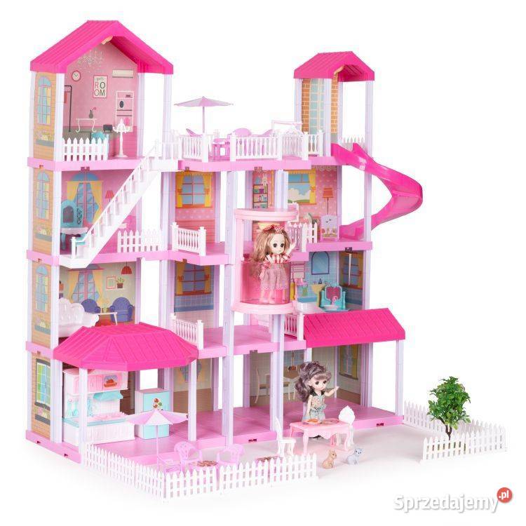 Duży domek lalek z ogrodem Villa meble lampy LED Bielsk Podlaski