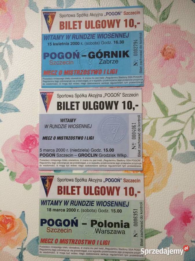 1165 Bilety Pogoni Szczecib 2000 R Szczecin sprzedam