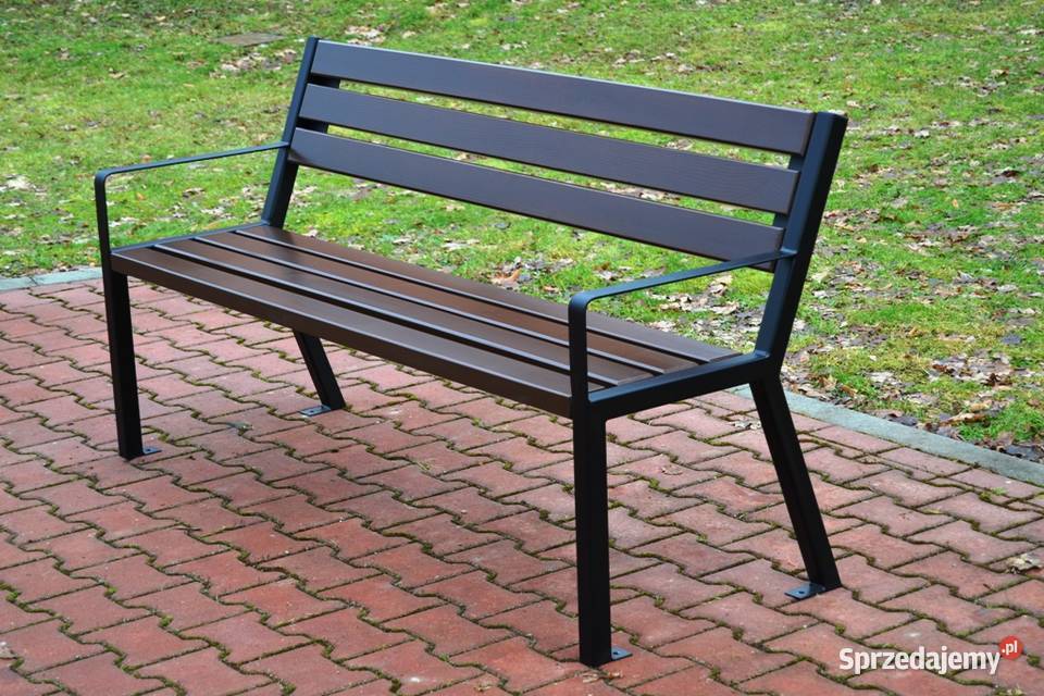 Ławka z oparciem stalowa ogrodowa miejska LOFT małopolskie Kraków