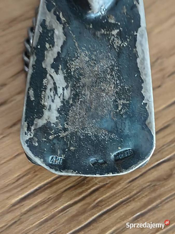 Róg obfitości bawoli niello okuty w srebro Ag Szczecin