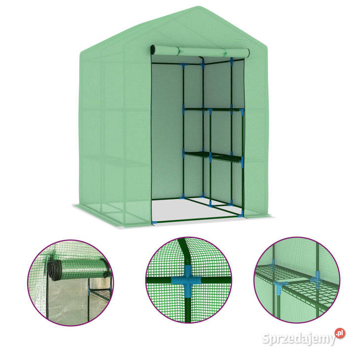 Szklarnia z półkami stalowa 143x143x195 WM48167 Warszawa