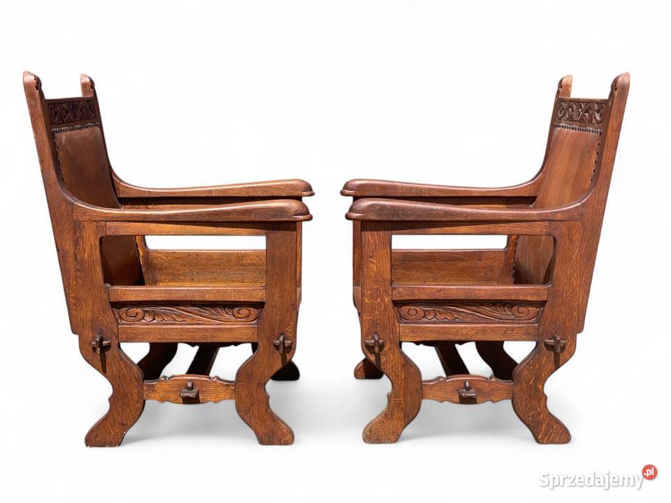 Stary dębowy komplet wypoczynkowy skóra Meble Gryfice