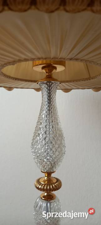 Urocza lampa z abażurem kryształ i mosiądz Antyki łódzkie Skierniewice