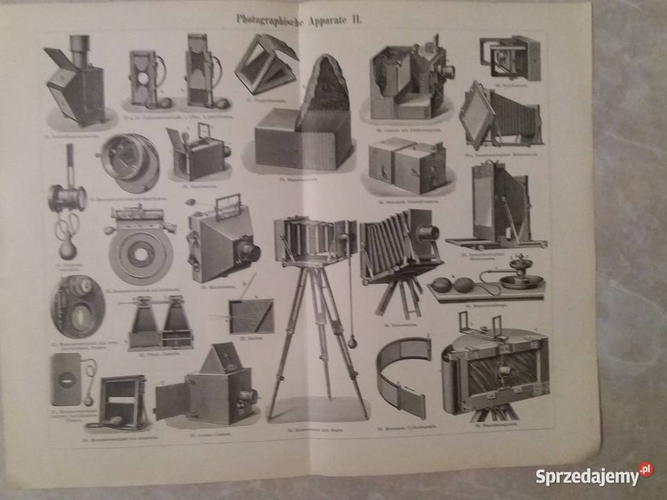 Stara niemiecka rycina Photographische Apparate podkarpackie Jarosław