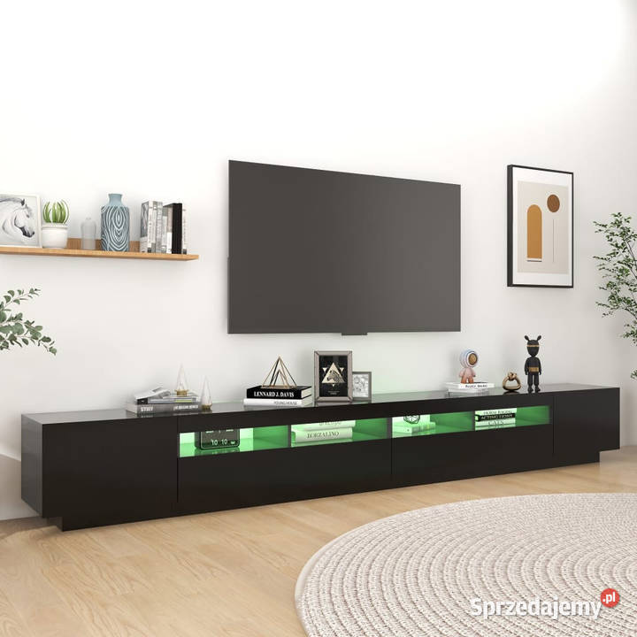 Szafka pod TV z oświetleniem LED czarna RTV Warszawa sprzedam