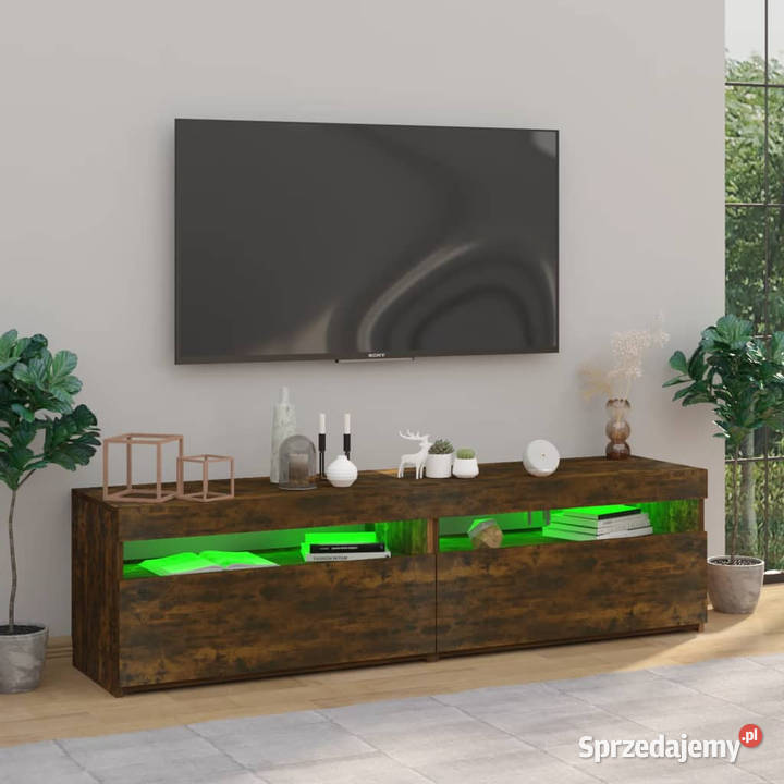 Szafki pod TV z LED 2 przydymiony dąb 75x35x40 Warszawa