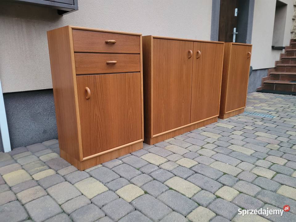 Tekowe Duńskie Szafki Meble Drewniane Komplet Częstochowa sprzedam