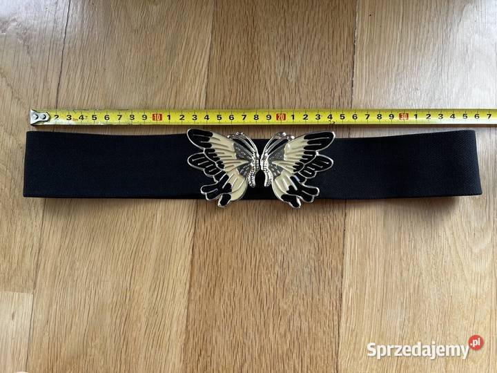 Kobiecy elastyczny pasek z klamrą motyla czarny mazowieckie Warszawa