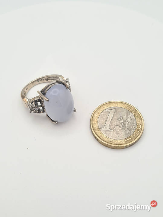 Pierścionek srebro 925 platynowane z chalcedonem Szczecin sprzedam