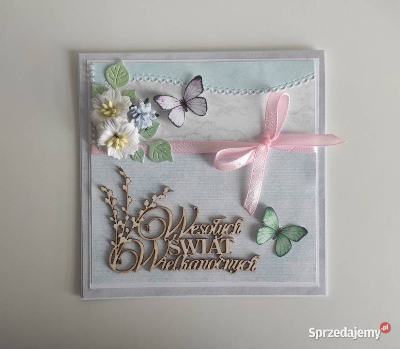 Kartka ręcznie robiona wielkanocna handmade 2 Łódź