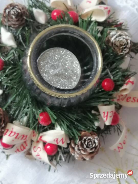 Stroik świąteczny na plastrze drzewa Dekoracje Boże Narodzenie śląskie Katowice