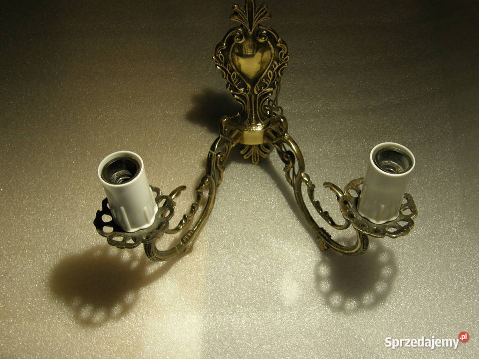 Kinkiet Mosiężny Podwójny Zdobiony Złoty Iżyk Bydgoszcz