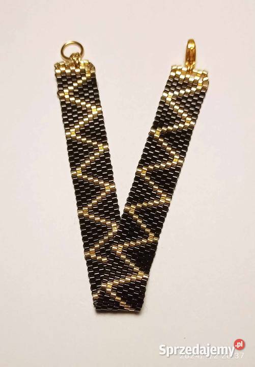 BRANSOLETKA KORALIKOWA CZARNA W ZYGZAK Warszawa