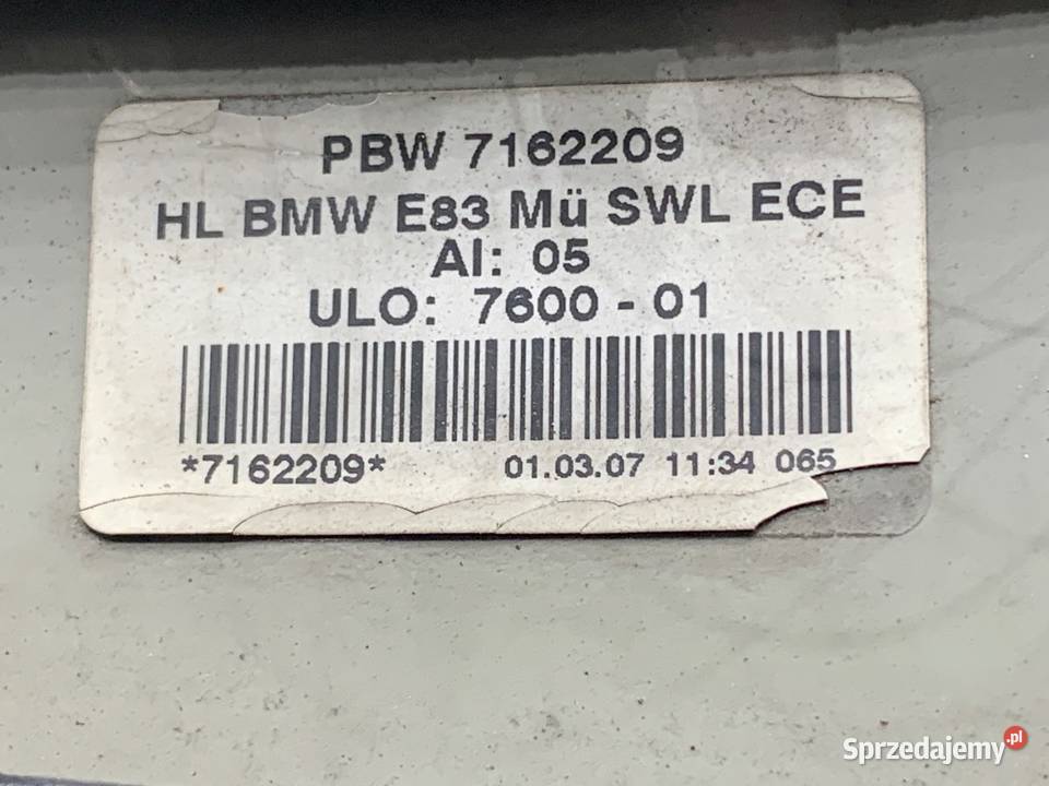 LAMPA LEWY TYŁ BMW E83 7162209 SUV 0311 ŚWIATŁO sprzedam