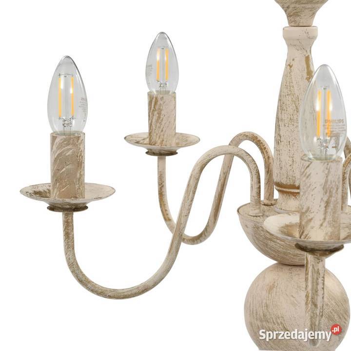 vidaXL Żyrandol antyczna biel 5 żarówek