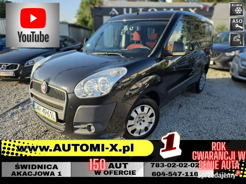 Fiat Doblo 14 BENZ 5 Os Klima Hak Pisemna Rok produkcji 2011 Świdnica