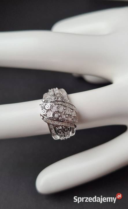 Pierścionek srebro rodowane 925 diamenty mazowieckie Otwock
