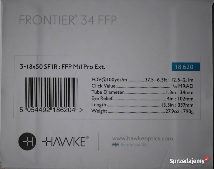 Luneta Hawke Frontier 34mm 318x50 ffp mrad Sporty strzeleckie i myślistwo Warszawa
