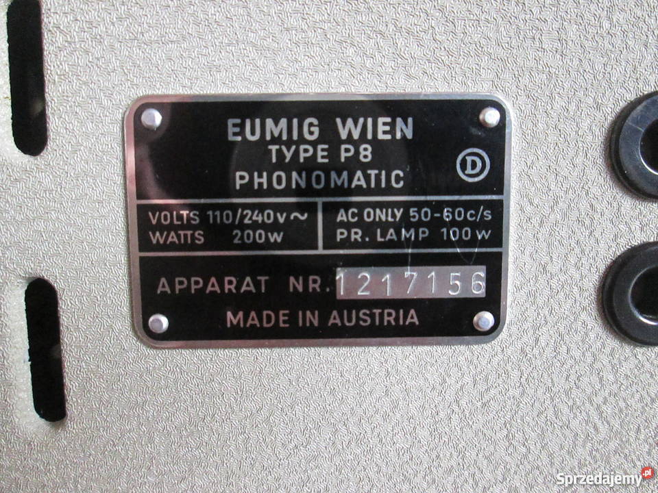 STARY projektor filmowy EUMIG P8 phonomatic made Antykwariat