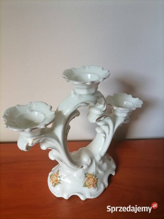 Świecznik Porcelanowy Róża PRL dolnośląskie