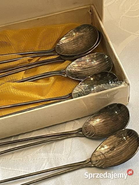 Zestaw łyżeczek PRL z lat 60 plater z bursztynem Kraków sprzedam