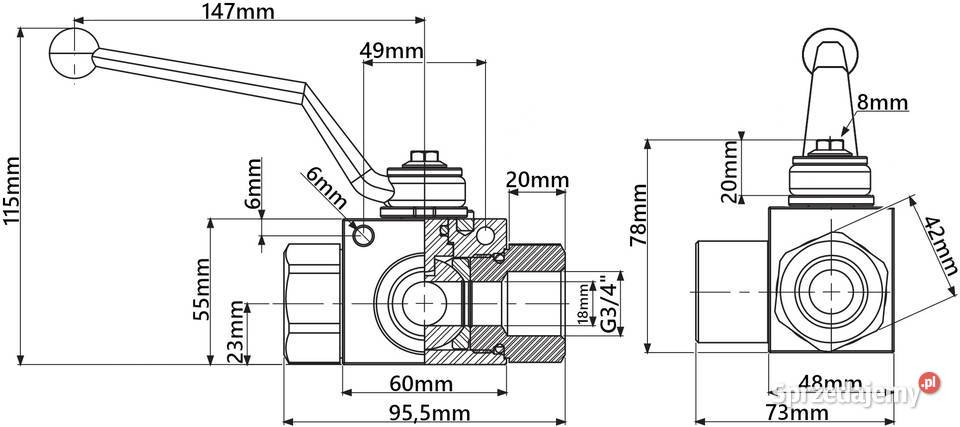 Mocny ZAWÓR HYDRAULICZNY Ręczny Kulowy 3 Drogowy Solec Kujawski
