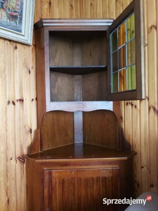 Witryna drewniana kątowa vintage szafka podkarpackie Jarosław