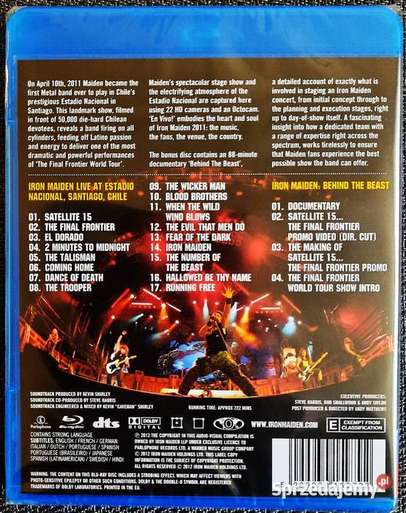 Koncert Blu Ray IRON MAIDEN Live SantiagoChile sprzedam