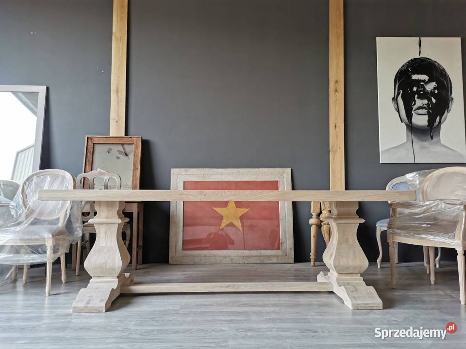 Stół dębowy na dwóch masywnych nogach Łódź