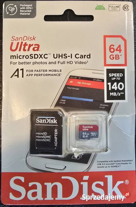 Karta pamięci microSDXC SanDisk Ultra 64GB Lizaki