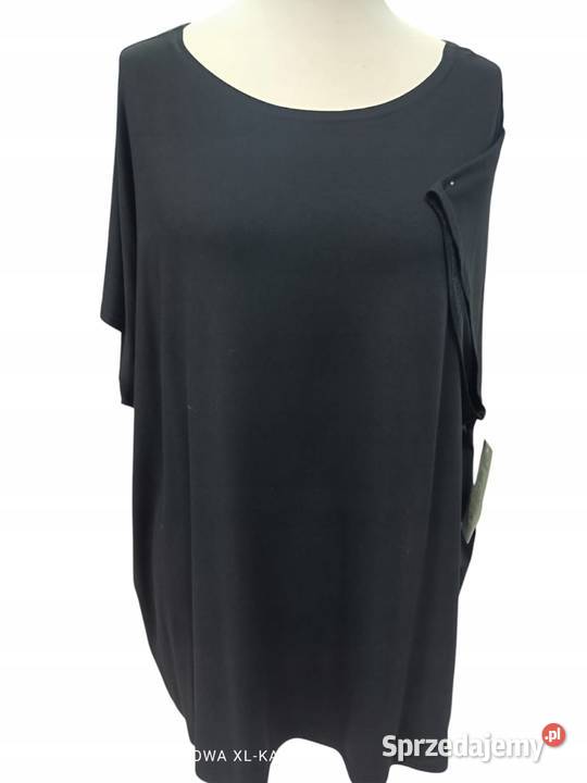 Bluzka dzianinowa TSHIRT TAFFIBIG SIZE biust 170 czarny Bluzki i koszule łódzkie Wieluń