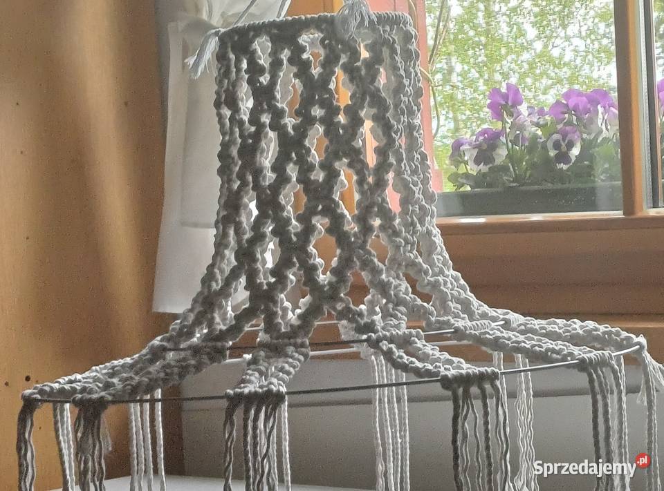 Biały abażur lampion wiszący makrama 5mm 3PLY Abażury i klosze