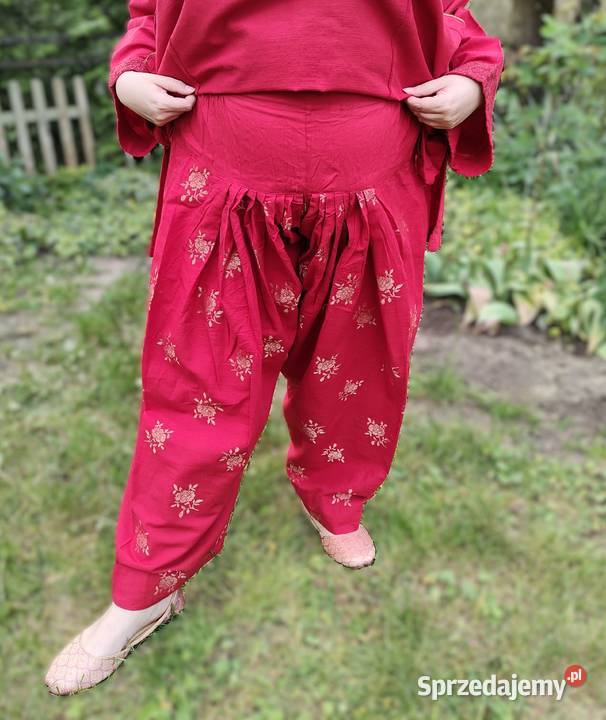 Czerwony komplet Salwar Kurti 2XL 3XL Haft Szczecin