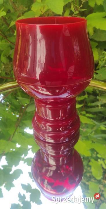 Lausitzer rubinowy wazon PRL Pabianice