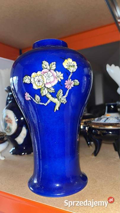 Wazon Kobalt Crown Devon Made in England Porcelana i szkło pomorskie Gdańsk