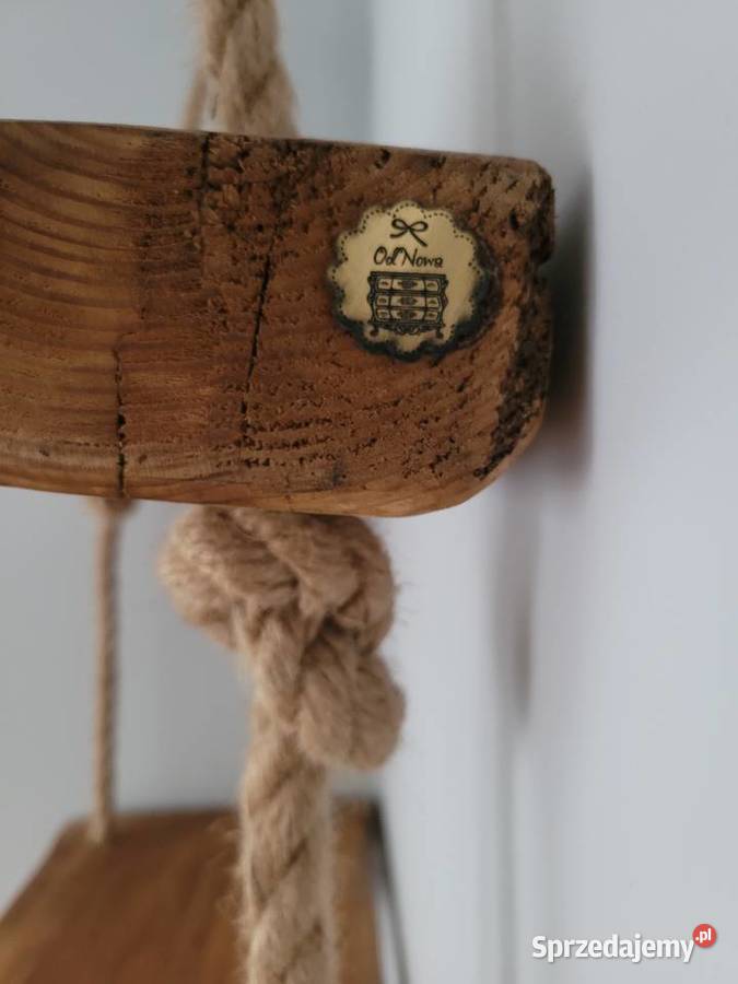 Półki wiszące stare drewno sznur Jarosław sprzedam