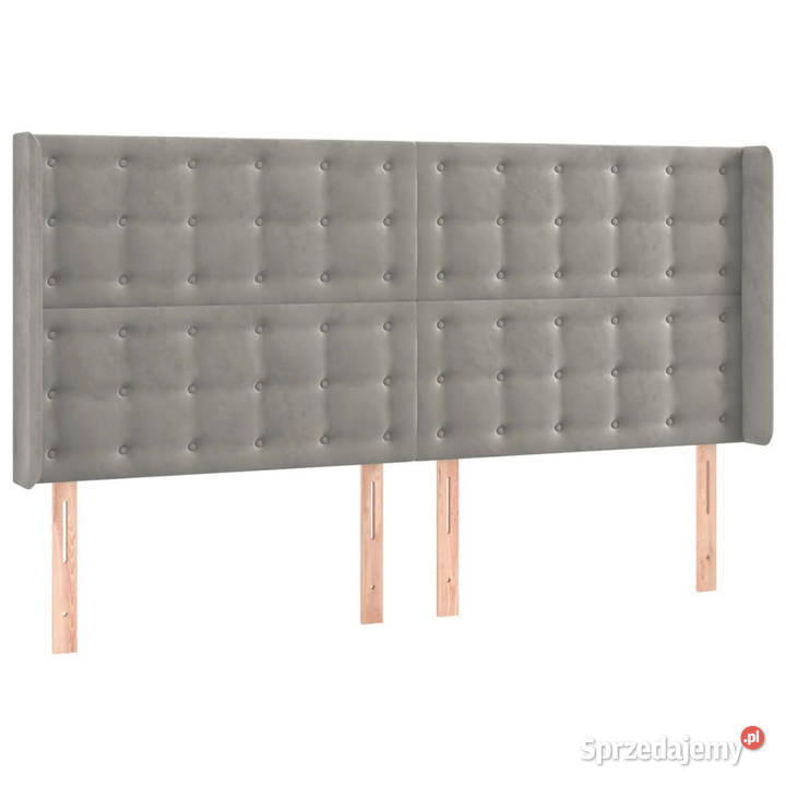 Zagłówek uszak jasnoszary 163x16x118128 aksamit Ramy i stelaże