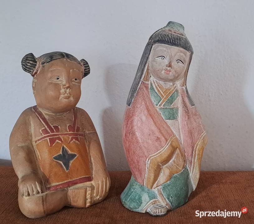 piękne drewniane figurki Japonka i Chinka Warszawa