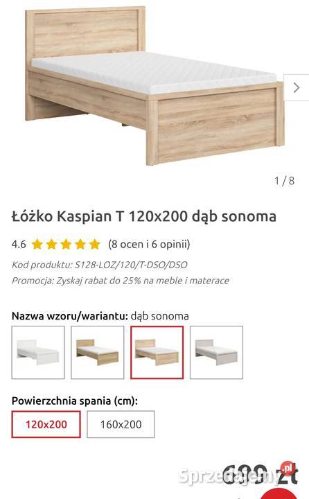 Łóżko ze stelażem BRW sprzedam