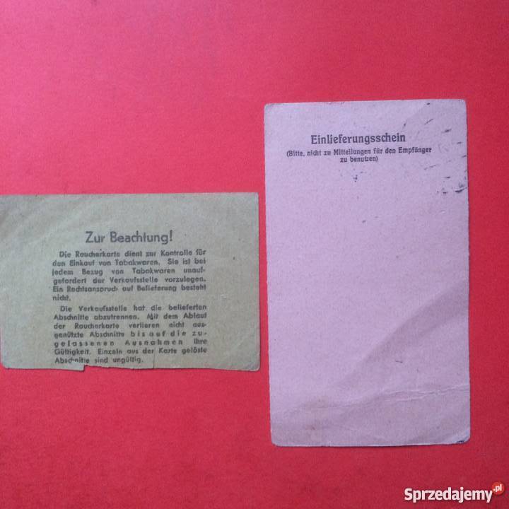 856 Karta Palacza i Odcinek Wypłaty Stettin Szczecin sprzedam