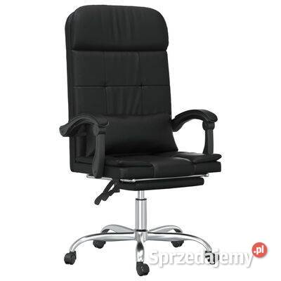 vidaXL Rozkładane, masujące krzesło biurowe, czarne, sztuczn