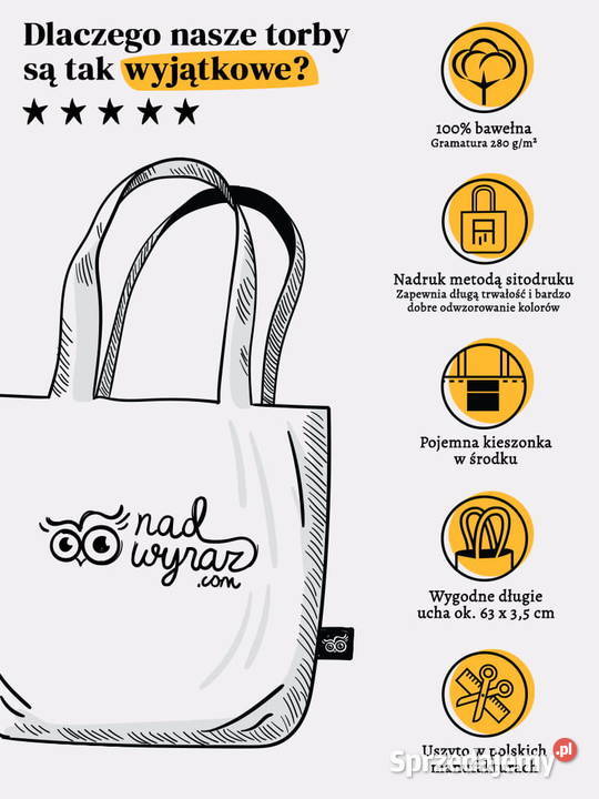WZIĄĆ torba bawełniana biała NadWyrazcom Moda i Styl mazowieckie Warszawa