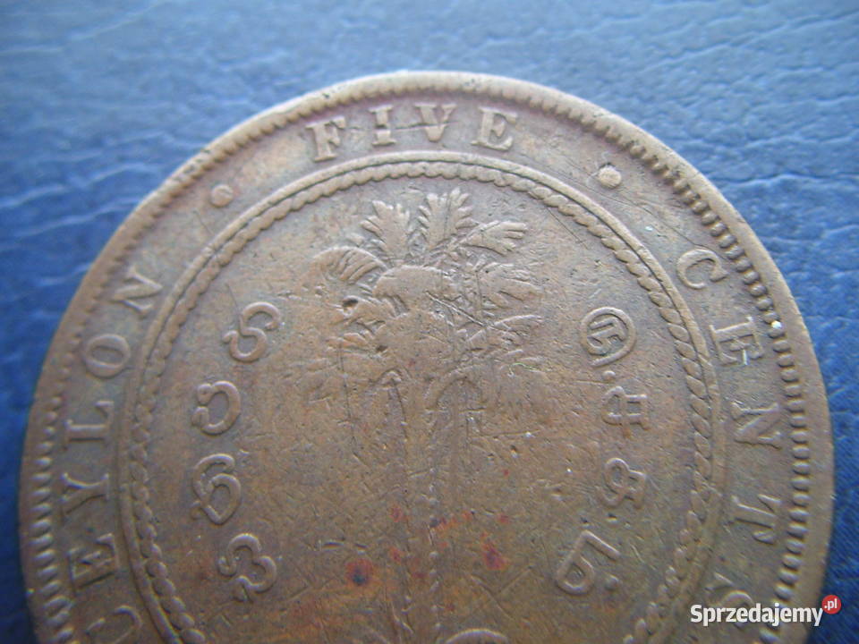Stare monety 5 cent 1870 Cejlon